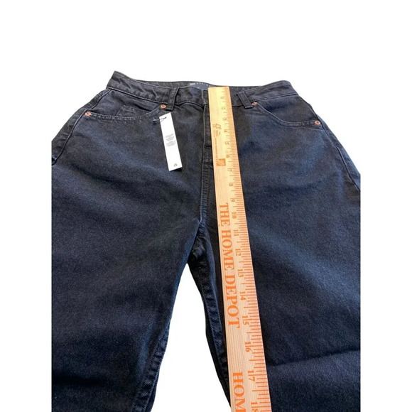 🆑Asos Design Petite Black High-Waisted Mom Jeans Size 26/28 - Picture 9 of 11